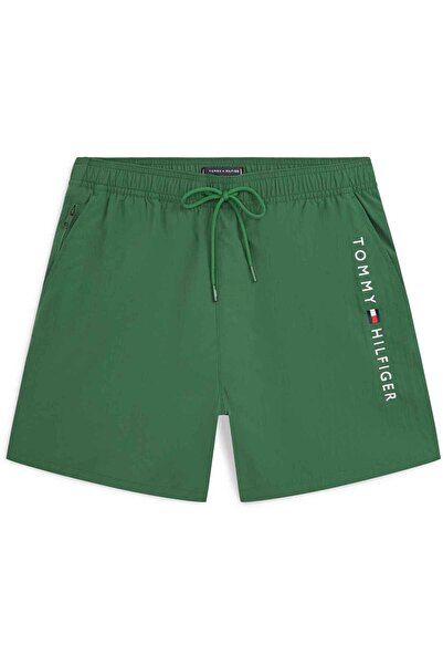 Tommy Hilfiger Men's Brand Logo Green Swim Shorts Suitable for Daily Use