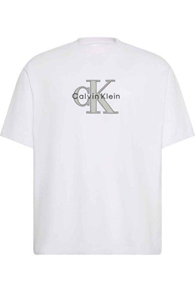 Calvin Klein Kısa Kollu 16S Üç Renkli Monologo Grafikli Erkek Beyaz T-shirt L...