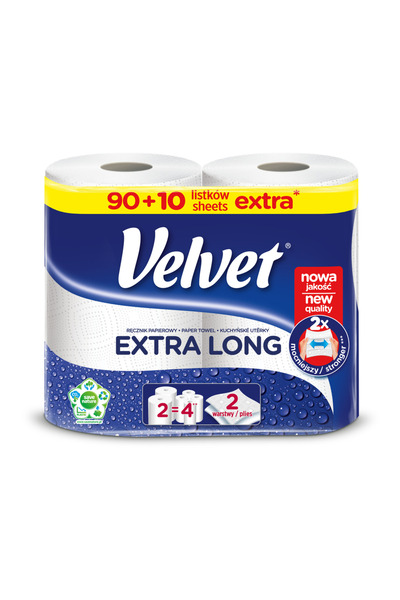 Velvet Rola Prosop Hartie Alba, 2 Straturi, 90 Portii, 3 Role/set, Extra Long