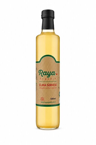 RAYA Organik Elma Sirkesi 500 ml Doğal Fermente Katkısız Koruyucusuz Cam Şişe
