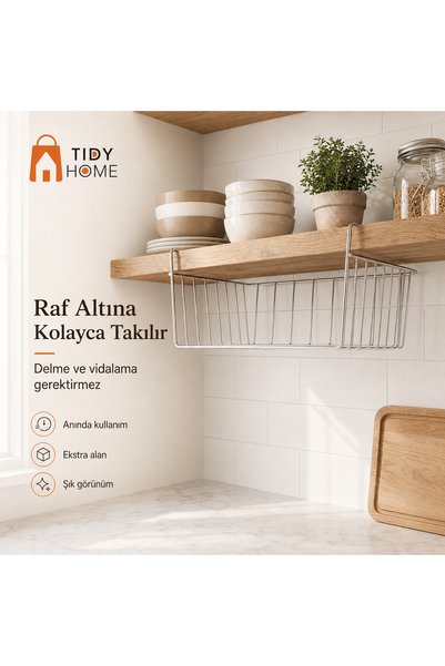 Tidy Home رف معدني فاخر من الفولاذ بتصميم كانجارو، رف تعليق للسلال، منظم رفوف، سلة تحت الرف، سلة معدنية عالية الجودة.