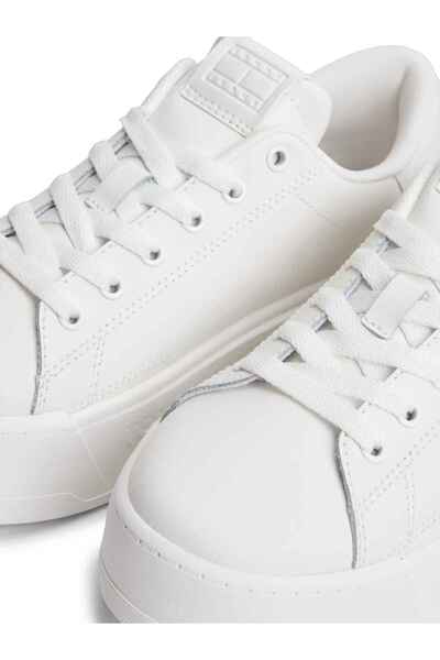 Tommy Hilfiger Kadın / Kız Marka Logolu Günlük Kullanıma Uygun Ekru Sneaker