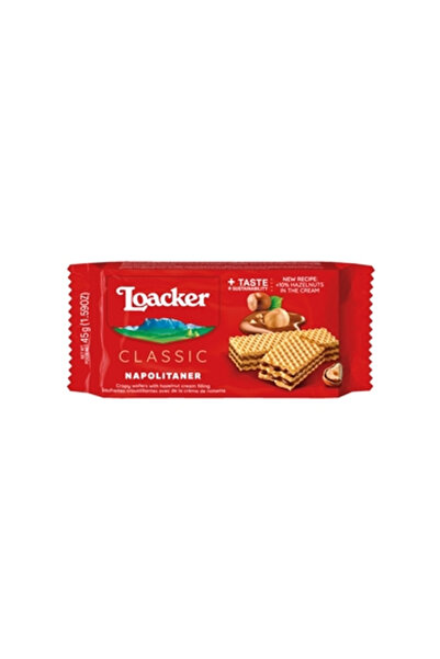 Loacker Napolitane Loacker45 g, cu crema de alune, fara conservanti, Austria