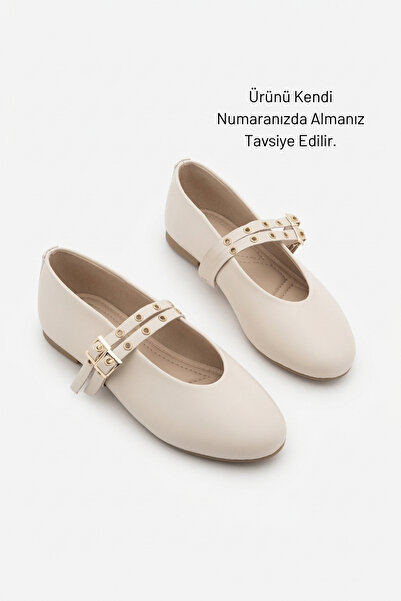 Marjin Women's Double-Strapped Troc Casual Ballerinas Bekosa Ecru