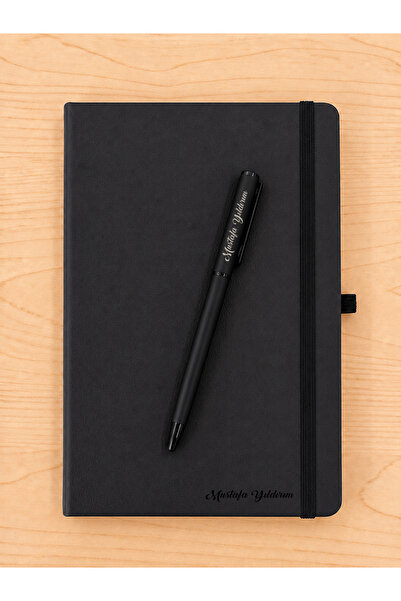 ertal hediyelik Siyah Lastikli Defter & Metal Kalem