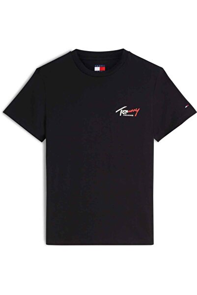 Tommy Hilfiger Erkek Marka Logolu Günlük Kullanıma Uygun Siyah T-Shirt