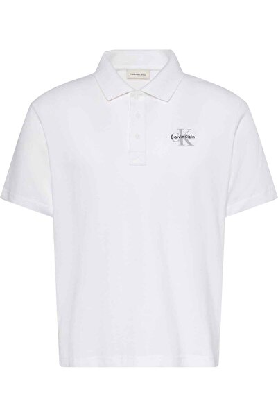 Calvin Klein BEYAZ LOGOLU ERKEK POLO T-SHIRT