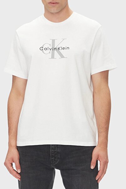 Calvin Klein SS 30S Micro Monologo Graphic Te Erkek Bisiklet Yaka T-Shirt