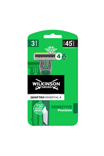 Wilkinson Sword Aparat de ras Quattro Essential 4 Sensitive, 4 lame, set 3 bu...