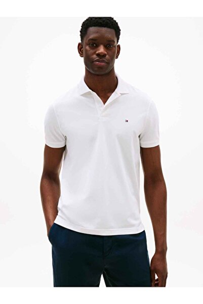 Tommy Hilfiger Erkek Marka Logolu Günlük Kullanıma Uygun Beyaz Polo Yaka T-Shirt