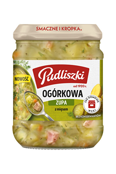 Pudliszki Supa de castraveti cu carne 440g, gust acru, continut de carne 7,2%...