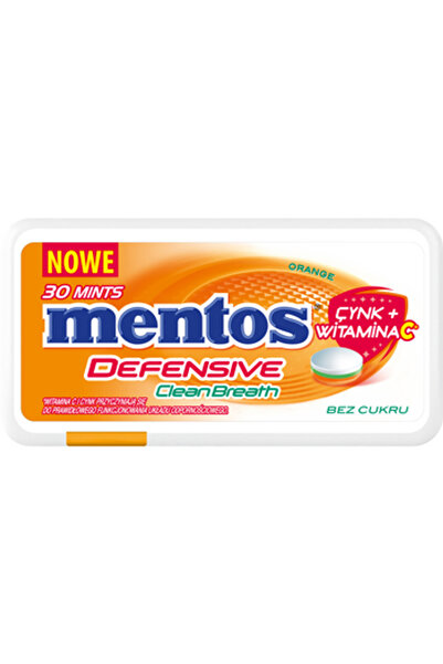 Mentos Dulciuri Defensive Orange, 20g, fara zahar, cu vitamina C, aroma de po...