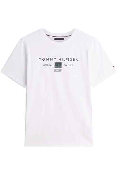 Tommy Hilfiger Erkek Marka Logolu Günlük Kullanıma Uygun Beyaz T-Shirt