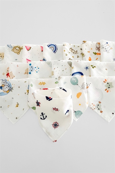 COOLMINIES 5 Adet Karışık Erkek Desen %100 Pamuk Müslin Kumaş Çıtçıtlı Bebek ...