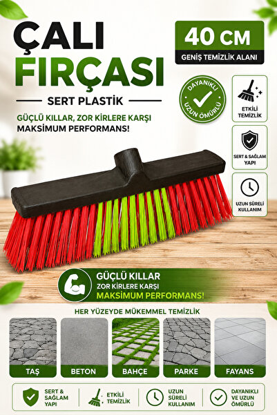 MAXORLİFE 40 cm Çalı Fırçası Sert Plastik Güçlü Kıllı Bahçe Zemin Temizlik Fı...