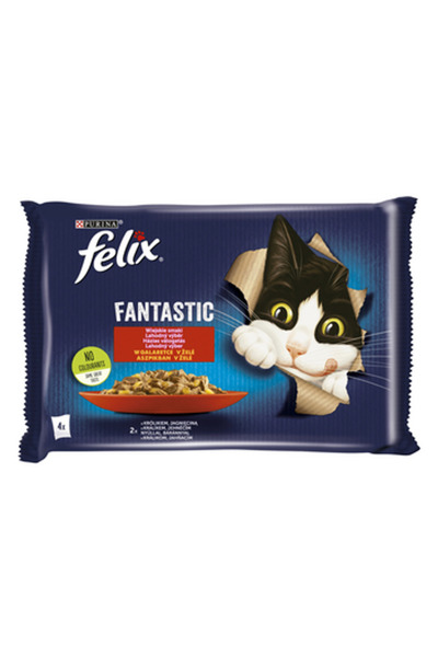 Felix Hrana umeda pentru pisici, Felix, iepure, miel, 4x85g, 340g