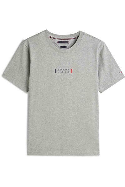 Tommy Hilfiger Erkek Marka Logolu Günlük Kullanıma Uygun Koyu Gri T-Shirt