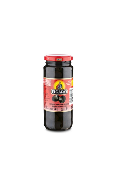 Figaro Masline negre fara samburi in saramura, 340g/160g,
