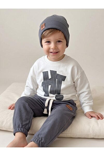 Bolly Baby Hi Printed Beret Off-Shoulder Oversized Seasonal Baby Boy Suit