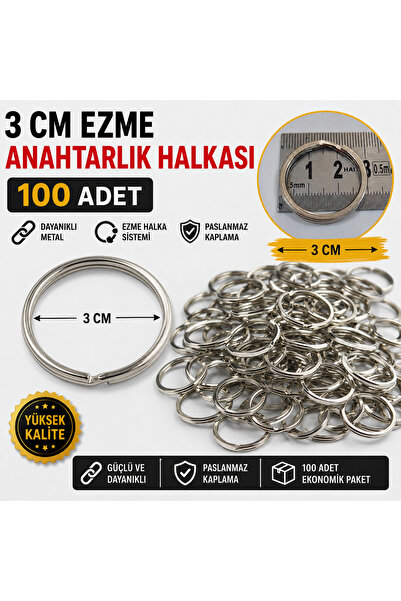 100 Adet Anahtarlık Halkası 3 cm