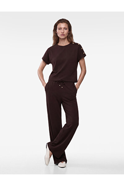 Koton Beli Laced Standard Waist Straight Fit Trousers