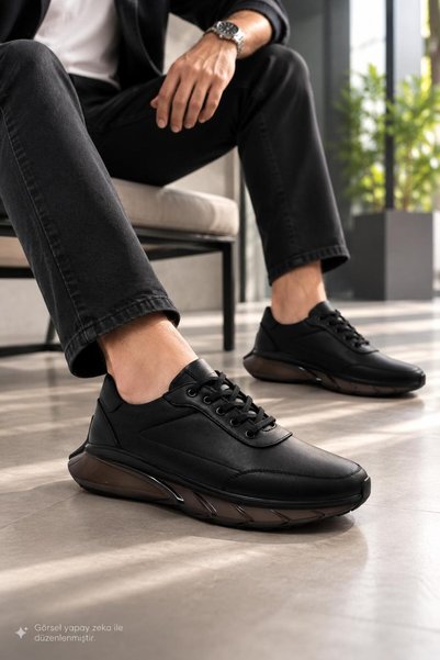 FOLGEN ONLINE Leather, Transparent Air Sole, Inner Outer Leather Men's Casual Sports Shoes