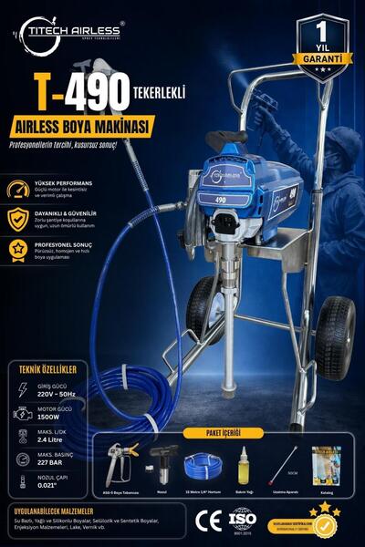 Titech Airless Sprey Teknolojileri T-490 Elektrikli Airless Boya Makinası Tek...
