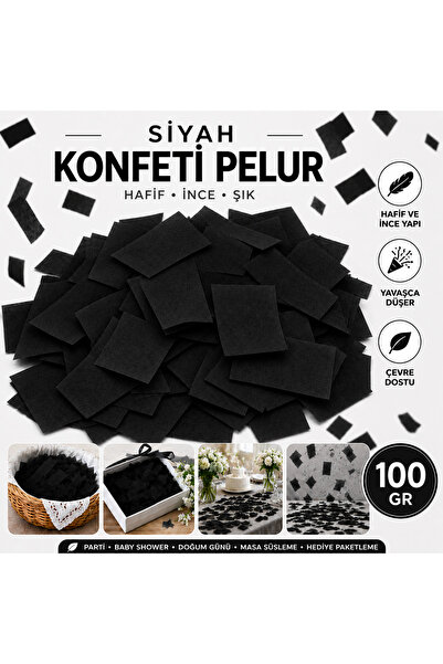 roco paper Siyah Konfeti Pelur 100 gr, Parti, Düğün Süsü, Masa Süsleme ve Hed...