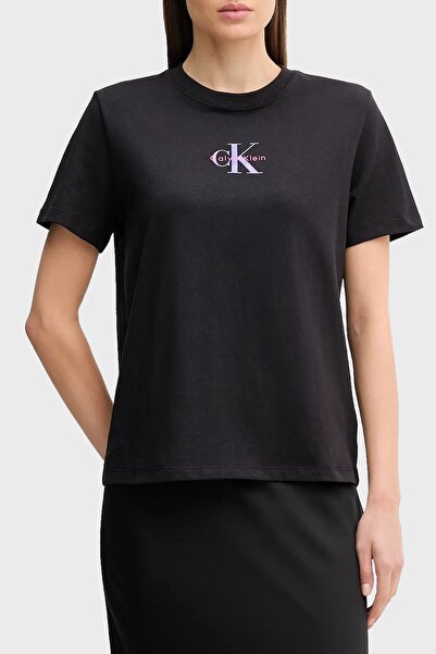 Calvin Klein Kadın Siyah Grafikli Tişört
