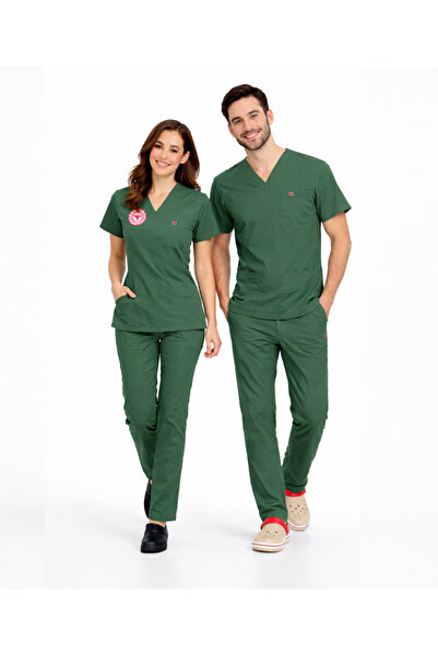 İBA MEDİKAL AMELİYATHANE YEŞİL PERSONEL FORMASI LİKRALI SCRUBS TAKIM (FROSTY ...