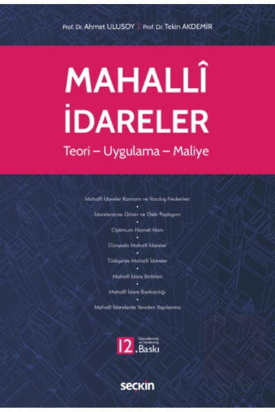 Seçkin Yayıncılık Mahallî İdareler Teori - Uygulama - Maliye Prof. Dr. Ahmet ...
