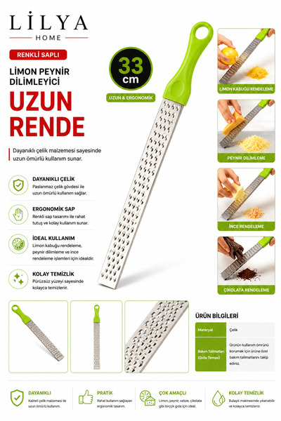 Lilya Home Renkli Saplı Limon Peynir Dilimleyicisi Uzun Rende