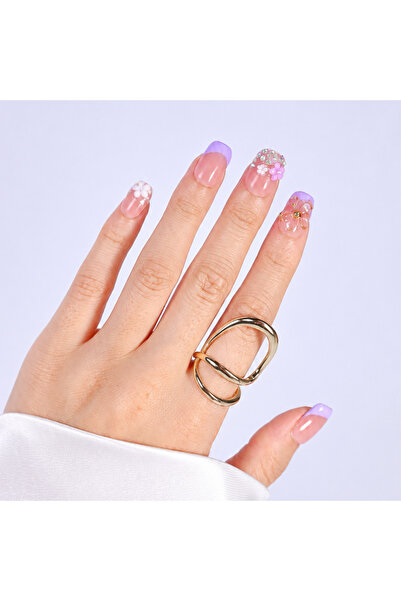 Takma Takma Takma Tırnak Nail Art Mor Kısa Balerin XS Beden 15'li El Yapımı J...