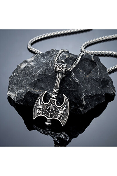 Choice 60CM Steel With Chain Stainless Steel Vikings Giant Axes Warrior Neckl...