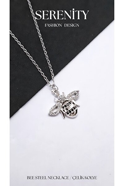 Serenity Colorful Enamel Bee Figure Steel Necklace