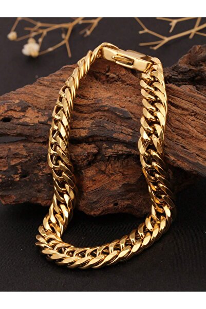 Choice 21cm Gold-color 1 Piece of Thick Cuban Chain with Double-Woven Six-Sid...