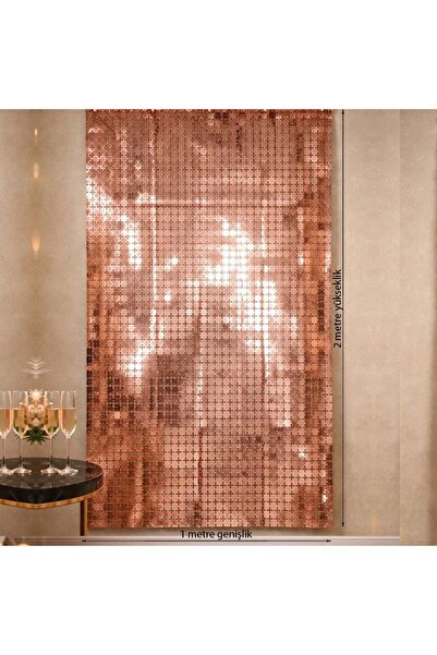 partidolu Retro Disko Temalı Rose Gold Renk Fon Perdesi Folyo Dekor Süsü 2x1 ...