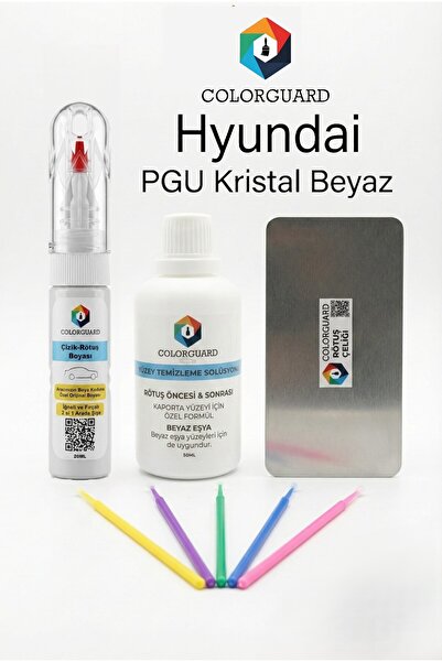 COLORGUARD Hyundai PGU Kristal Beyaz İğneli ve Fırçalı 2 si 1 Arada Rötuş Boy...