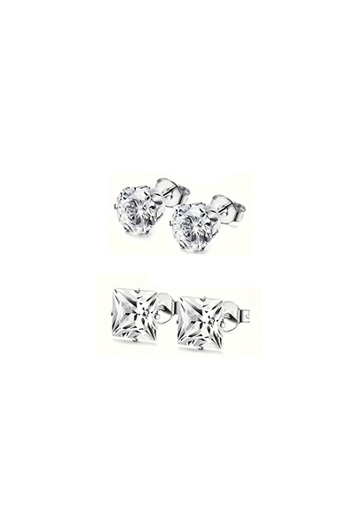 Choice 2pairs A 2-8 Pairs Punk Stainless Steel Earrings, Classic Round Square...