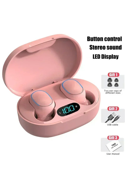 Choice3 pink Original E7S Wireless Bluetooth Headset with Mic LED Display Ear...