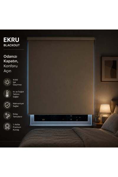 İREMKARAHOME BLACKOUT IŞIK GEÇİRMEYEN STOR PERDE EKRU