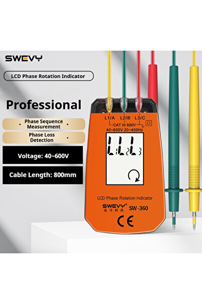 Choice SWEVY Portable Phase Sequence Tester, 3-Phase AC Rotation Meter, Volta...