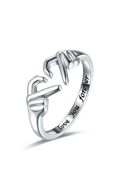 Choice resizable RI23Y0339-1 Romantic Heart Hand Hug Ring for Women Men I Lov...