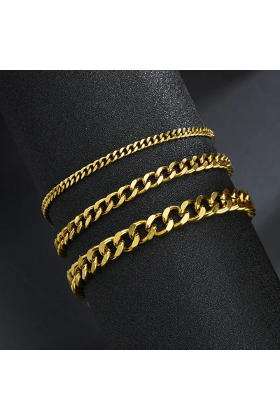 Choice 5MM 18cm Plus 5cm Gold 3.5-7MM Stainless Steel Chain Bracelets For Men...