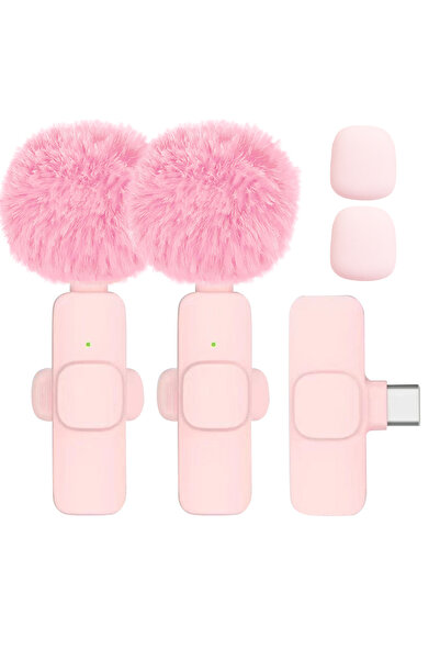 Choice Pink 2in1 Type-C New Wireless Lavalier Microphone Portable Audio Video...