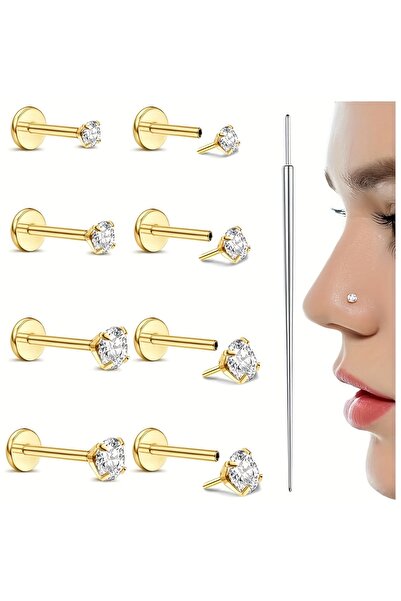 Choice1 مجموعة مجوهرات أذن ذهبية 9 قطع، تتضمن 20G 0.8mm باربل مستقيم، ومجوهرا...