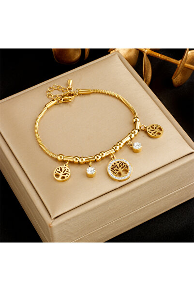 Choice B1011 XIYANIKE 316L Stainless Steel Bracelet Golden Life Tree White Zi...