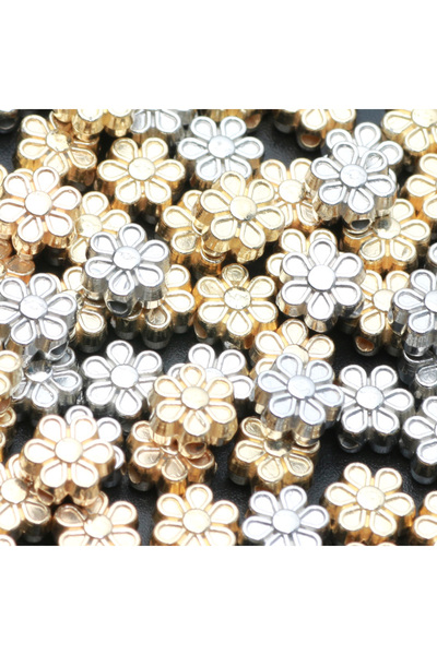 choice2 mixed 100pcs 7mm Gold Silver Color CCB Flower Beads Acrylic Loose Spa...