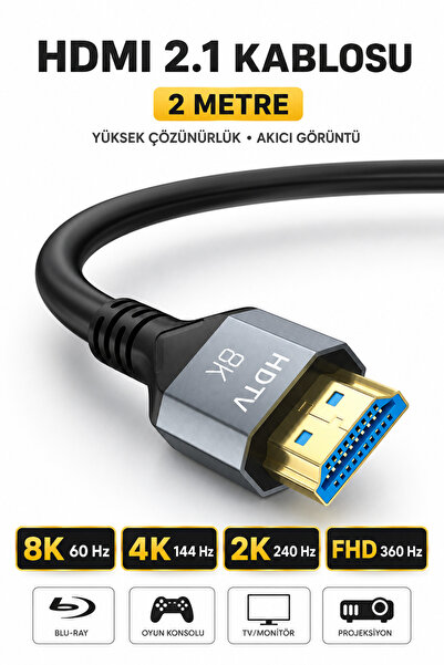 CONOCER Ultra Yüksek Hızlı 8k Hdmi 2.1 Kablo, 4k 144hz Hdmi Kablosu 2 Metre H...