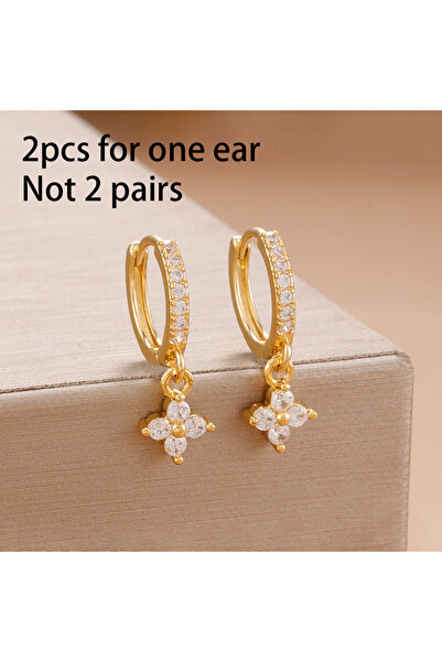 Choice gold-white-2PCS Exquisite Multicolor Crystal Flower Hoop Earrings for ...